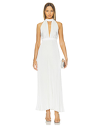 L'Idee Chateau Halter Pleated Maxi Dress