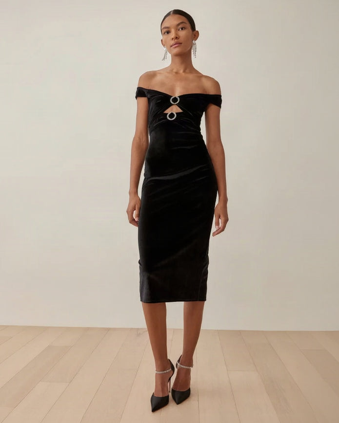 Reformation Velvet Cut Out Midi Dress