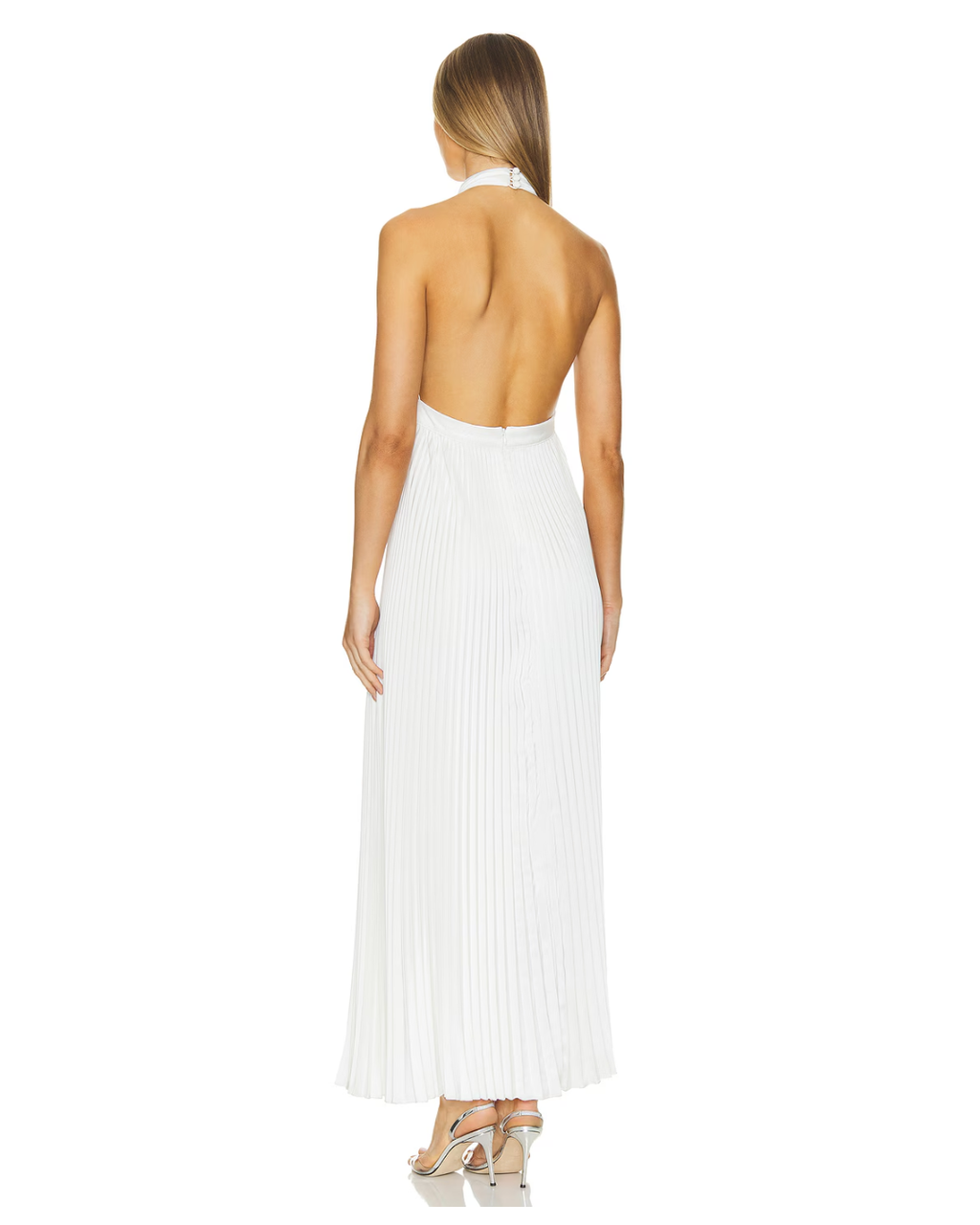 L'Idee Chateau Halter Pleated Maxi Dress