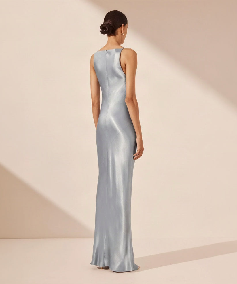 Shona Joy La Lune Satin Halter Maxi Dress
