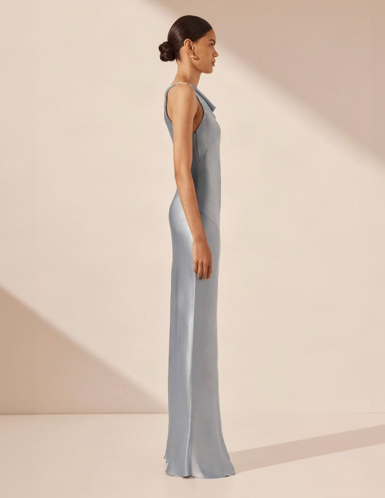 Shona Joy La Lune Satin Halter Maxi Dress