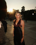 Wicked Lovely Emmy Black/Espresso Silk Midi Dress