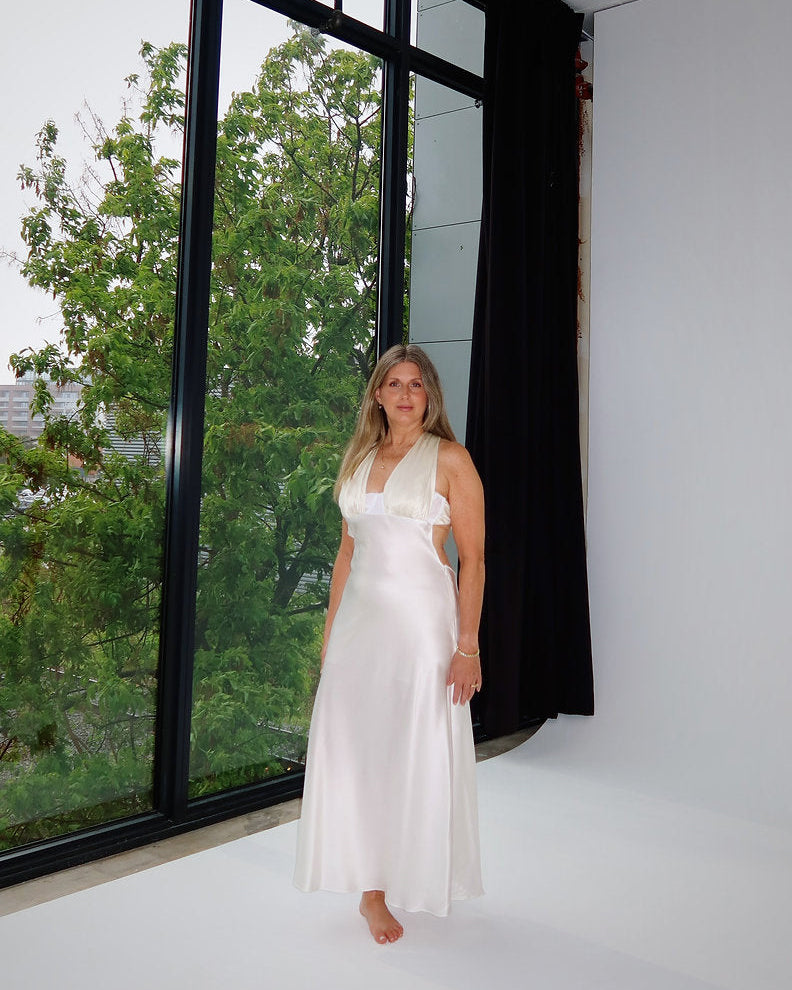 Wicked Lovely Emmy Pearl/Ivory Silk Maxi Dress