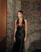 Wicked Lovely Emmy Black/Espresso Silk Midi Dress