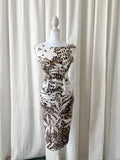 Blumarine 2000's Leopard Floral Midi Dress