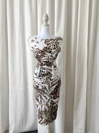 Blumarine 2000's Leopard Floral Midi Dress