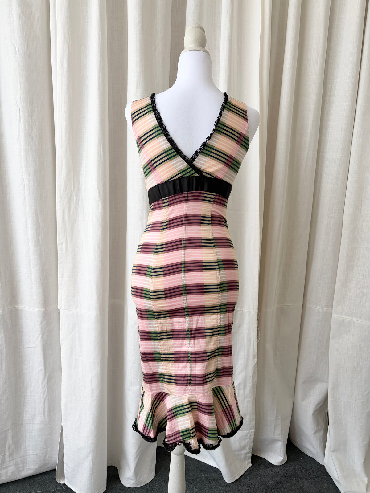 Betsey Johnson 2000's Striped Frill Midi Dress
