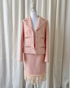 Escada 2000's Embellished Blazer Skirt Set