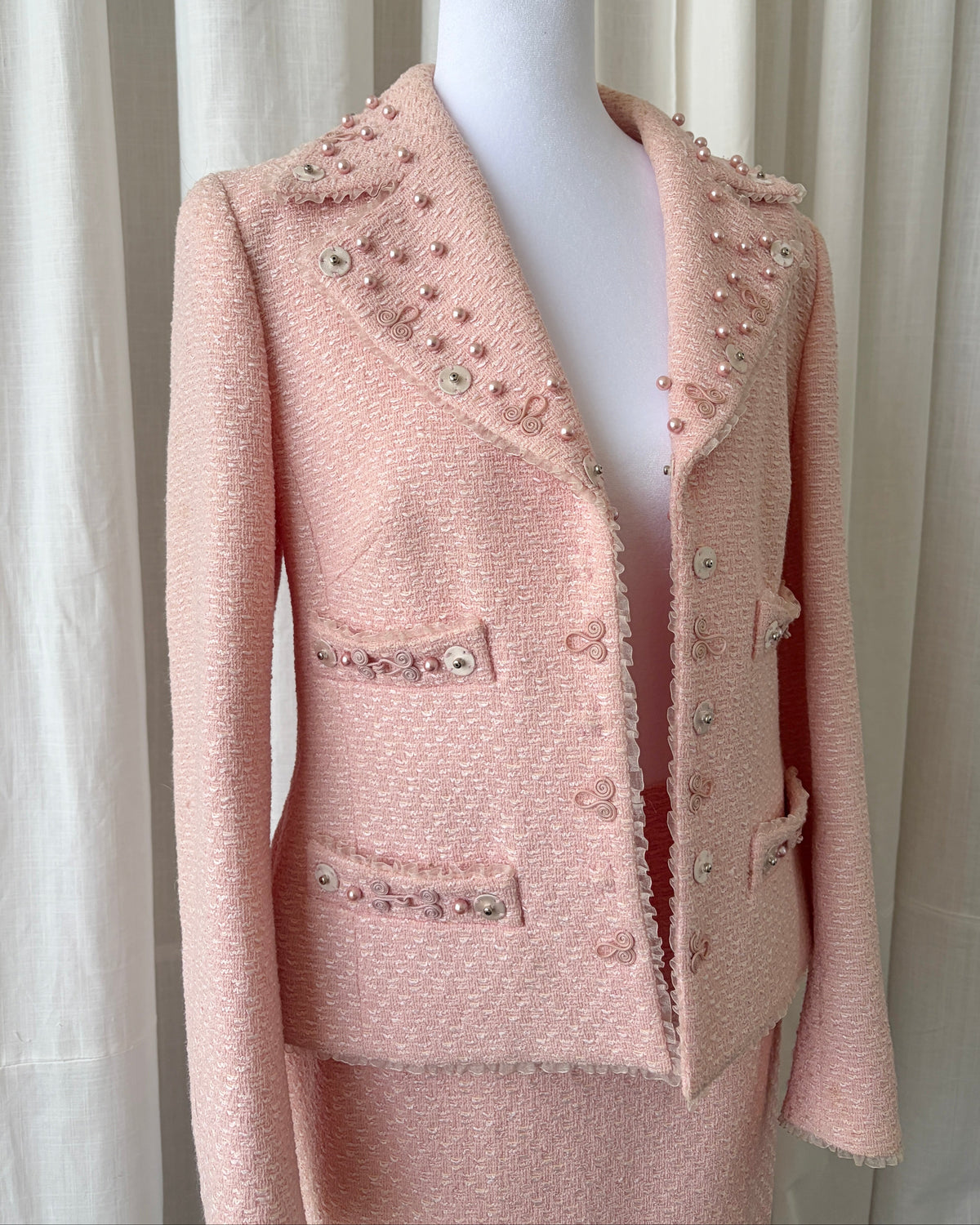 Escada 2000's Embellished Blazer Skirt Set