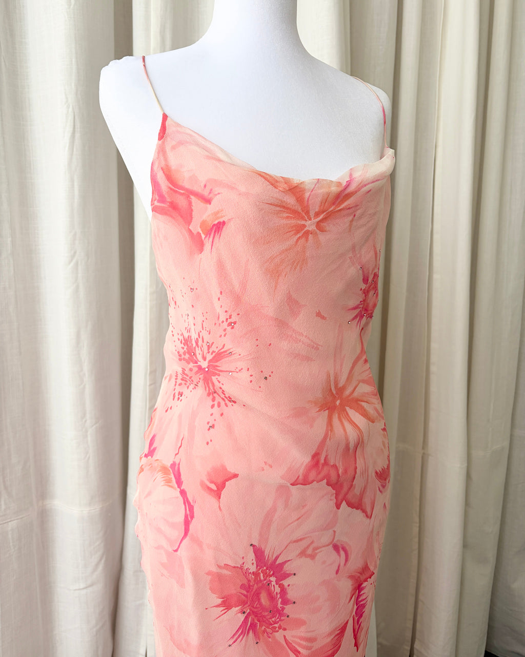 Vintage 2000's Crossback Beaded Maxi Dress