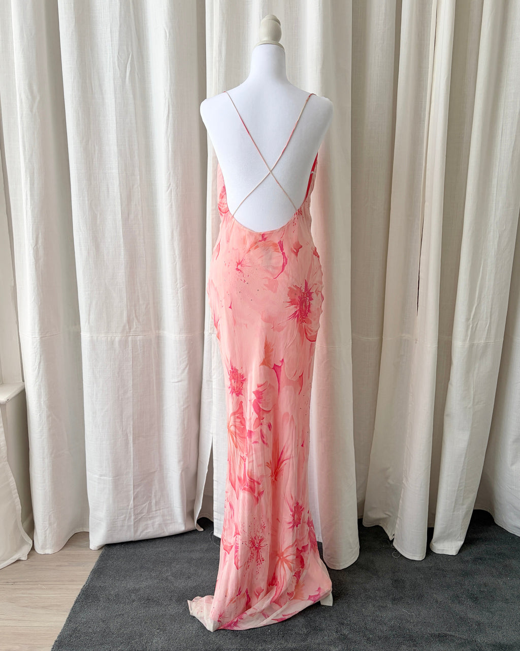 Vintage 2000's Crossback Beaded Maxi Dress