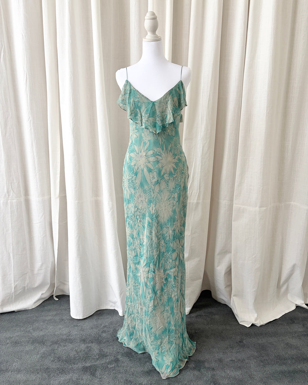 Vintage 2000's Ruffled Open Back Maxi Dress