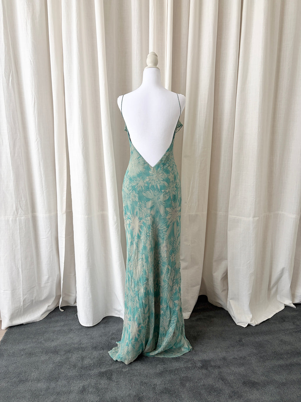 Vintage 2000's Ruffled Open Back Maxi Dress