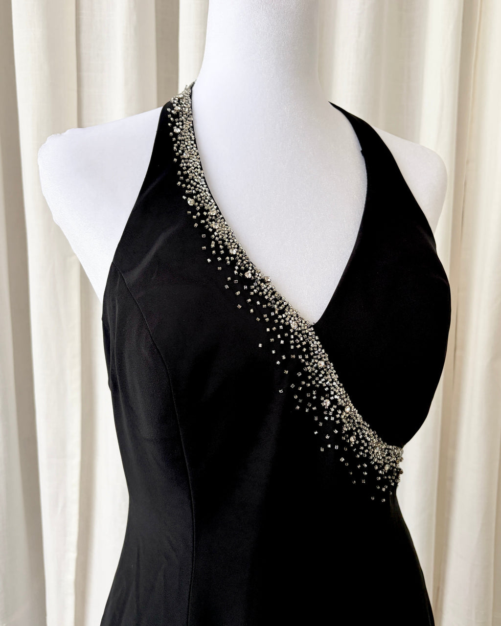 Vintage 1990's Beaded Halter Maxi Dress