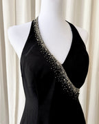 Vintage 1990's Beaded Halter Maxi Dress