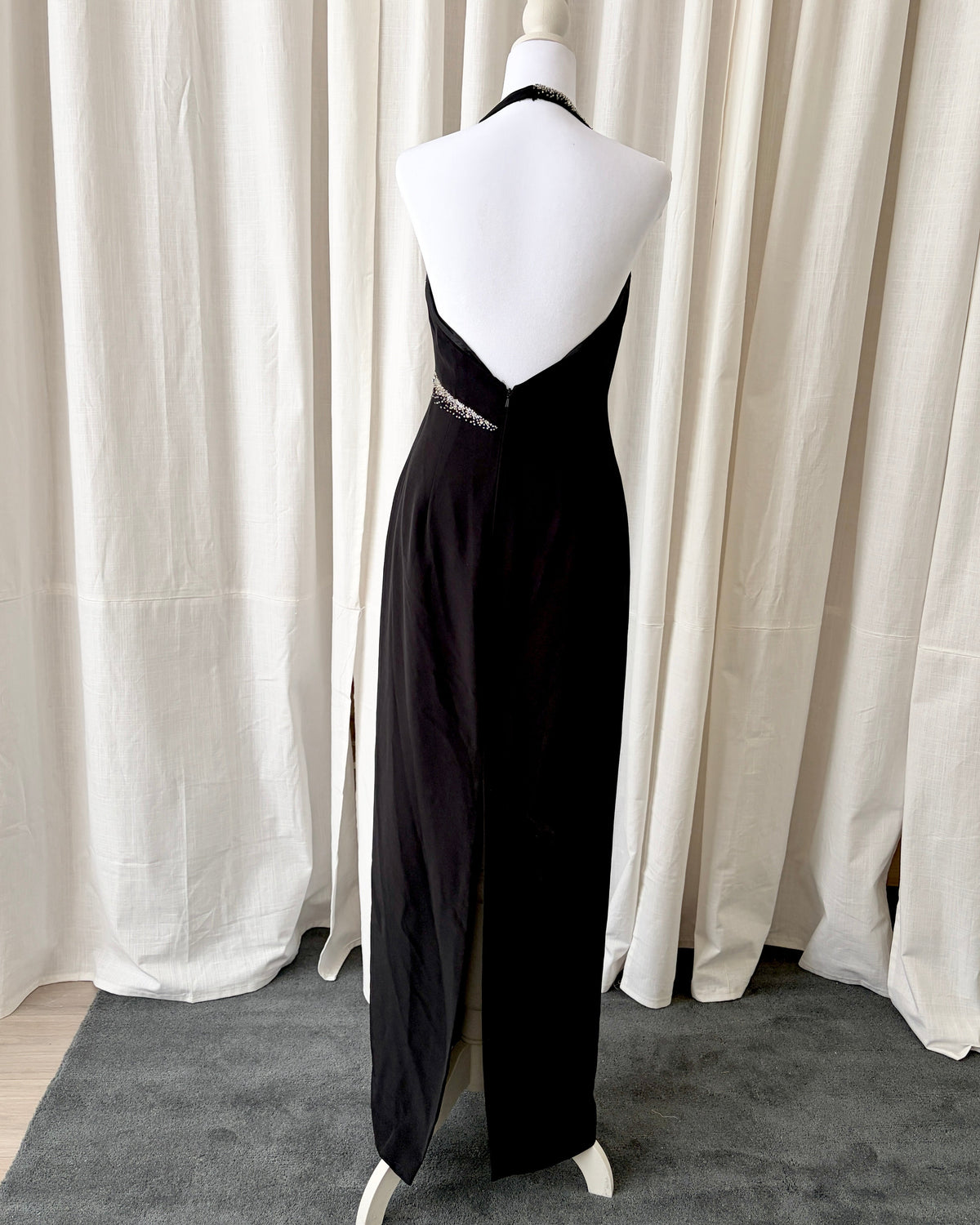 Vintage 1990's Beaded Halter Maxi Dress