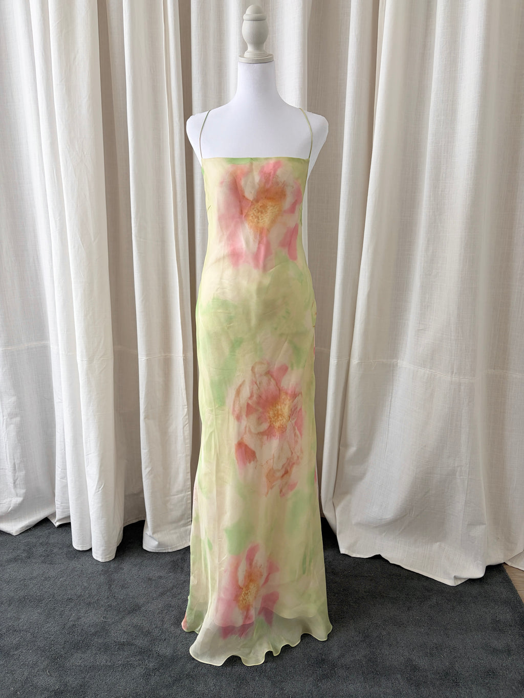 00s Ralph Lauren Organza Floral Maxi Dress