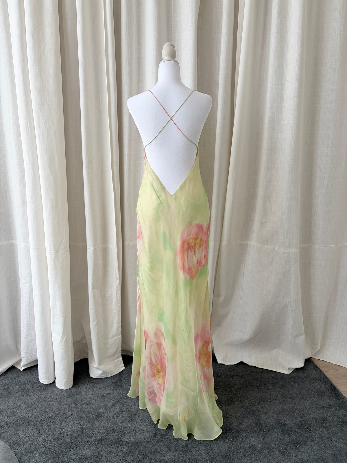 00s Ralph Lauren Organza Floral Maxi Dress
