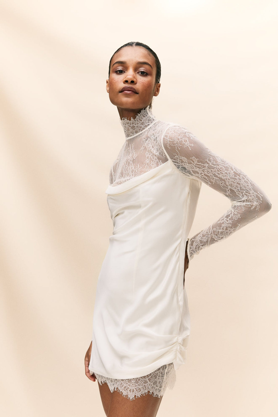 De La Vali Croissant Lace Mini Dress