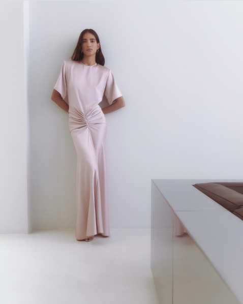The Andamane Iris Satin Maxi Dress