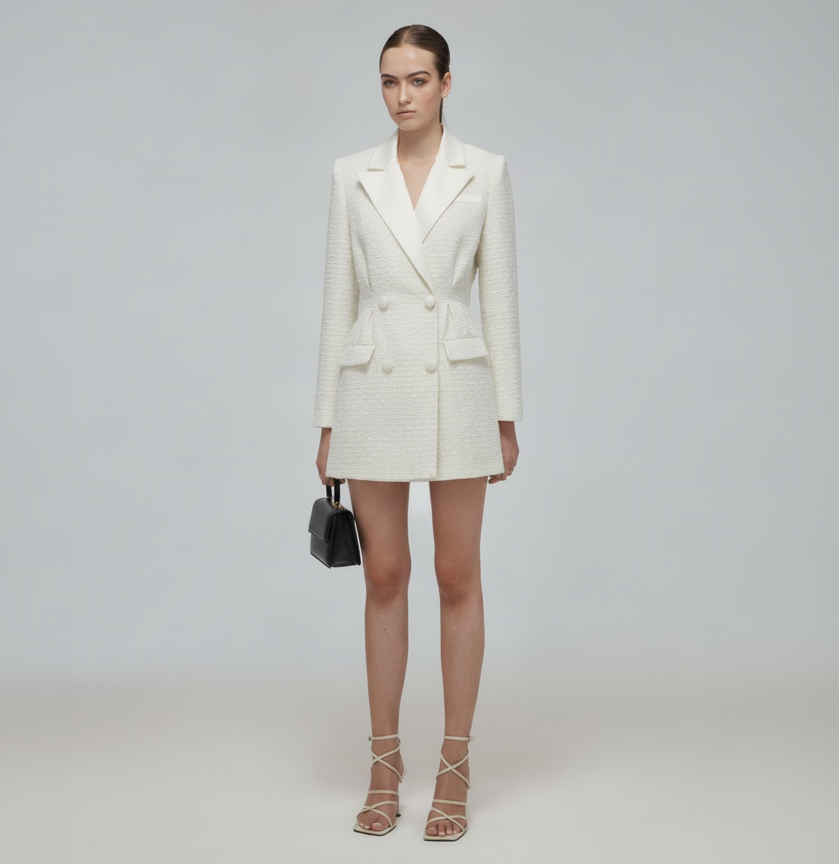 Self Portrait Metallic Boucle Blazer Mini Dress