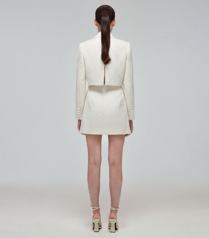 Self Portrait Metallic Boucle Blazer Mini Dress