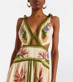 Farm Rio Floral Linen Maxi Dress