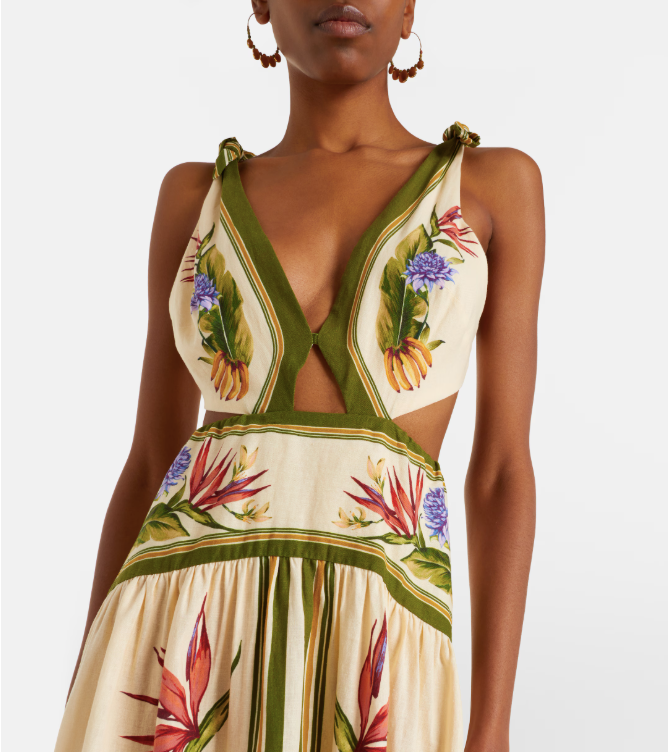Farm Rio Floral Linen Maxi Dress