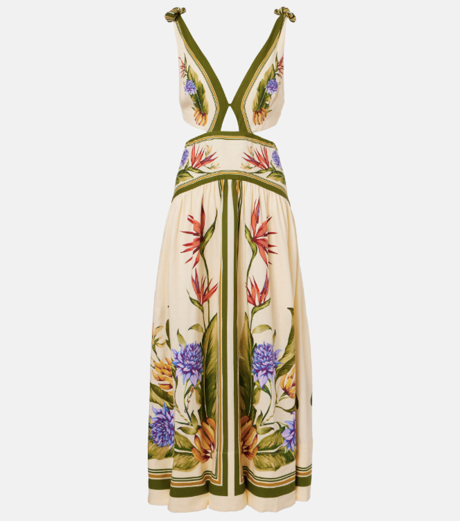 Farm Rio Floral Linen Maxi Dress