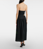 Farm Rio Floral-Applique Midi Dress