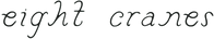 The phrase 'eight cranes' written in a black cursive script font on a plain white background.